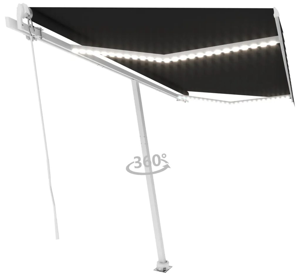 Toldo retrátil manual com LED 450x350 cm antracite