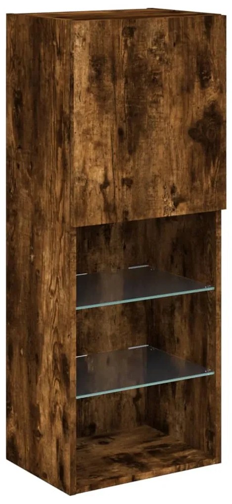 Móvel de TV com luzes LED 40,5x30x102 cm carvalho fumado