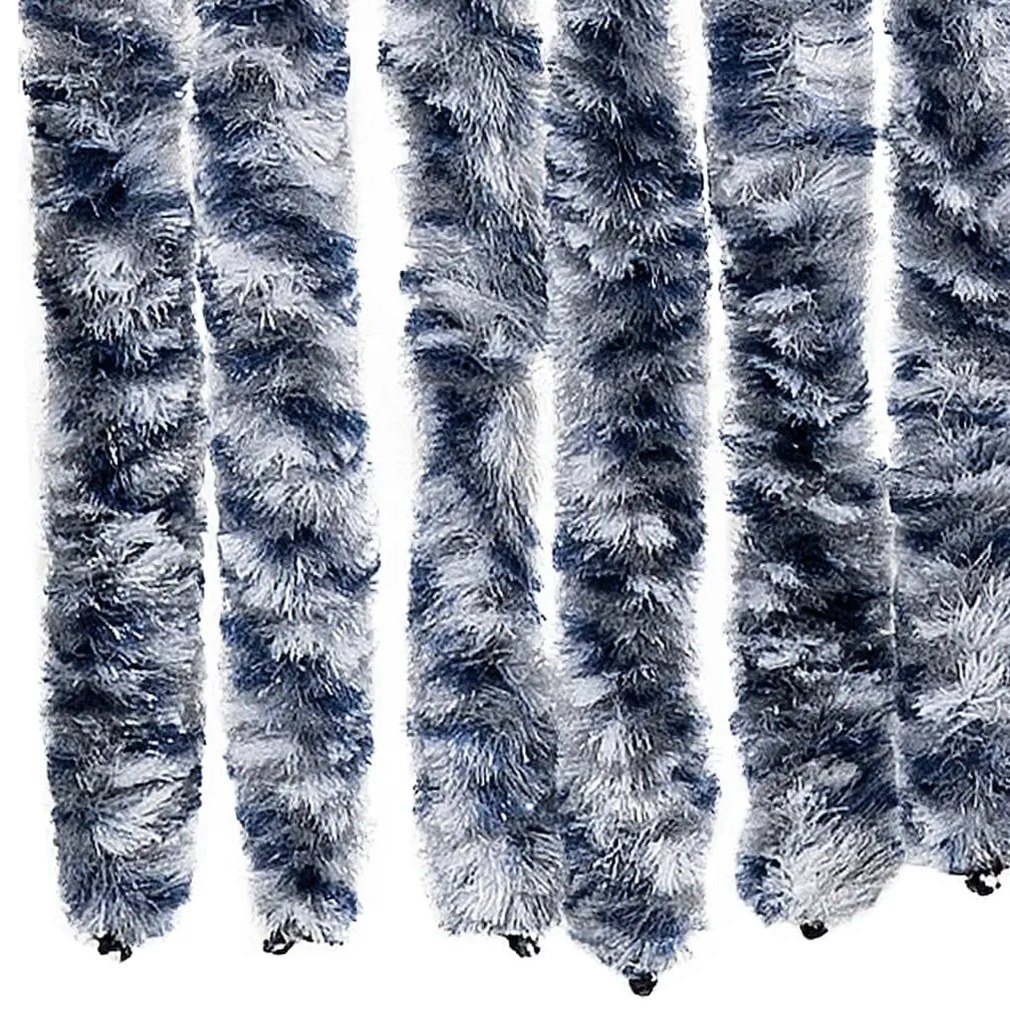 Cortina anti-insetos 100x220 cm chenille azul, branco, prateado