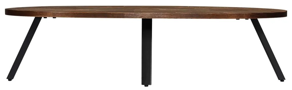 Mesa de centro teca maciça reciclada oval 120x60x30 cm