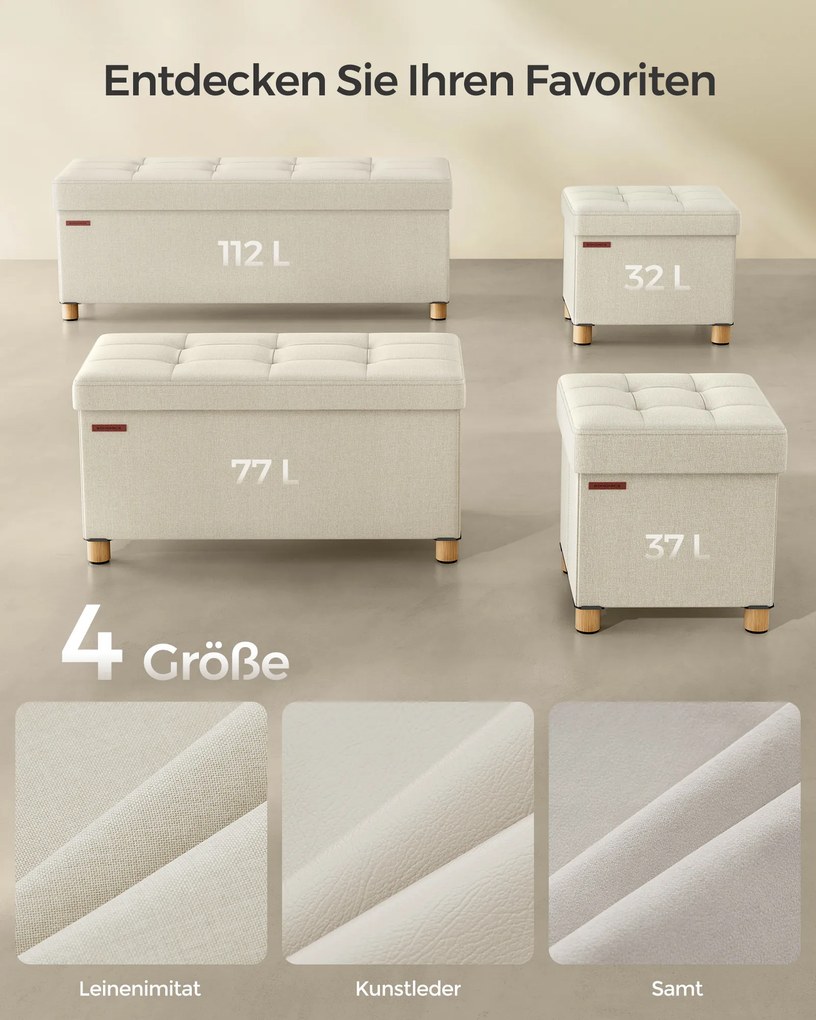 Banco com espaço de arrumação 38 x 110 x 40 cm creme