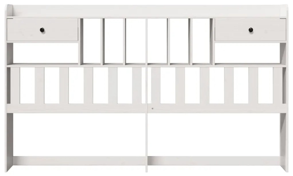 Cabeceira com arrumação 180 cm madeira de pinho maciça branco
