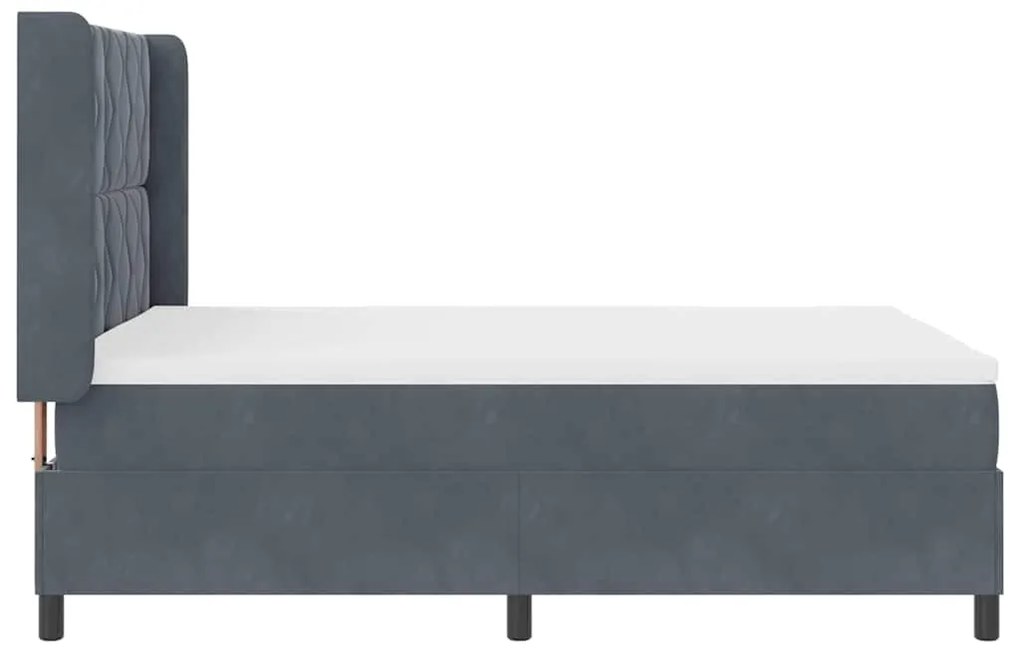 Cama Box com Colchão e LED vidaXL Cinza Escuro 140x200 cm Veludo