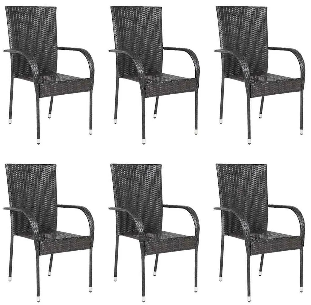 Cadeiras de exterior empilháveis 6 pcs vime PE castanho