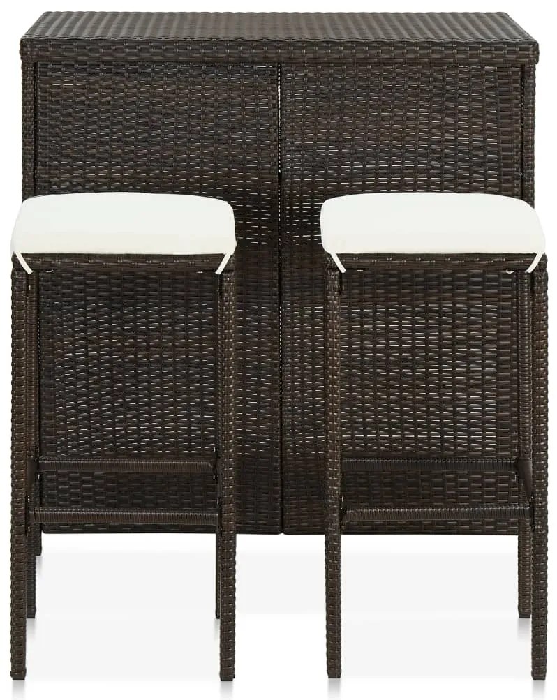 3 pcs conjunto de bar vime PE castanho