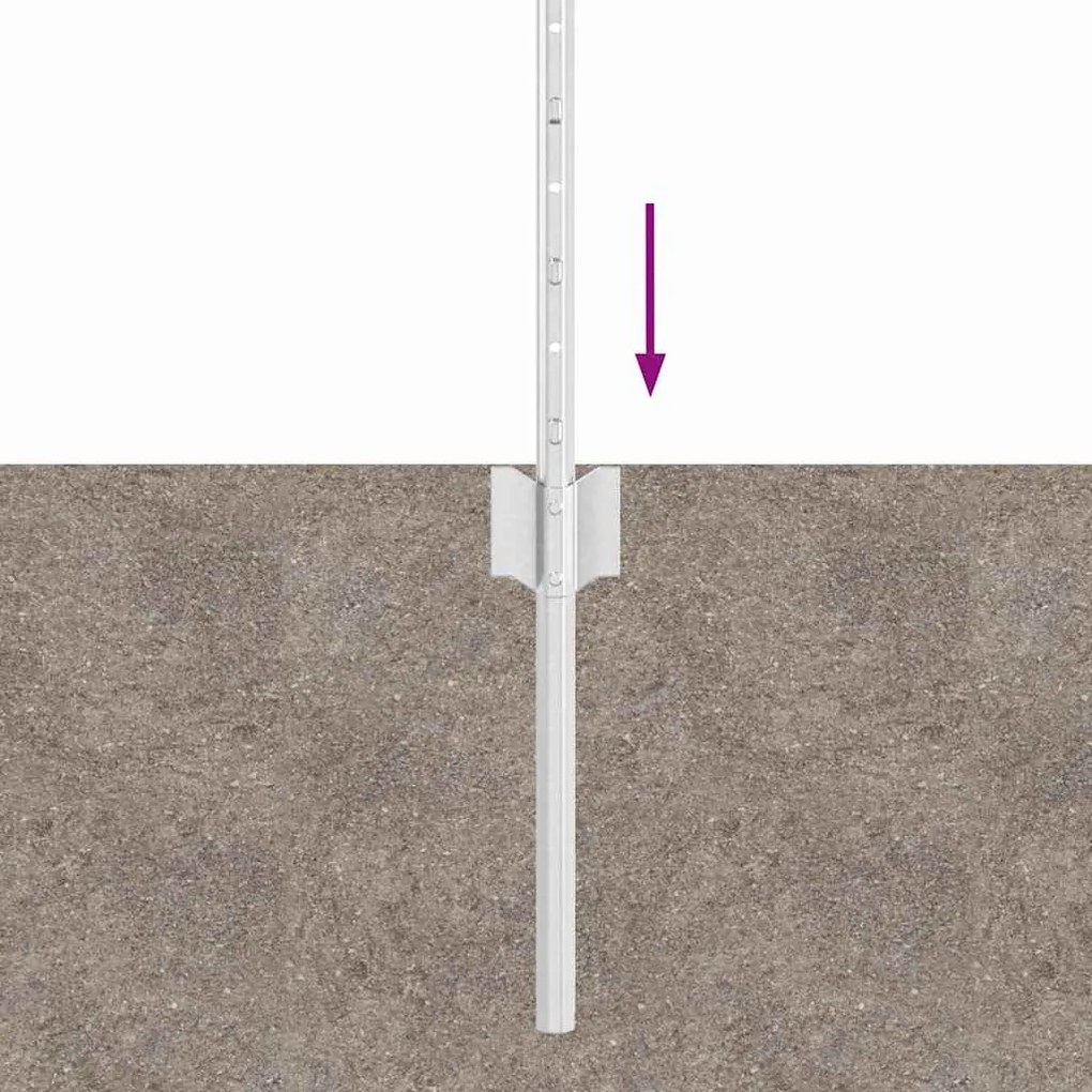 Postes de Cerca 22 pcs Prateado 50 x 0.6 m Aço Galvanizado