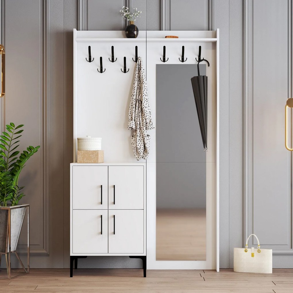 Hall Stand Berlin BC – Branco – 120 cm x 200 cm x 35 cm