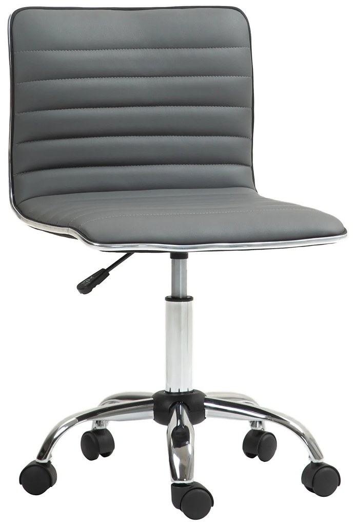 HOMCOM Cadeira de Escritório sem Apoio para os Braços Cadeira de Escritório Giratória com Altura Ajustável 48x52x78-90 cm Cinza | Aosom Portugal