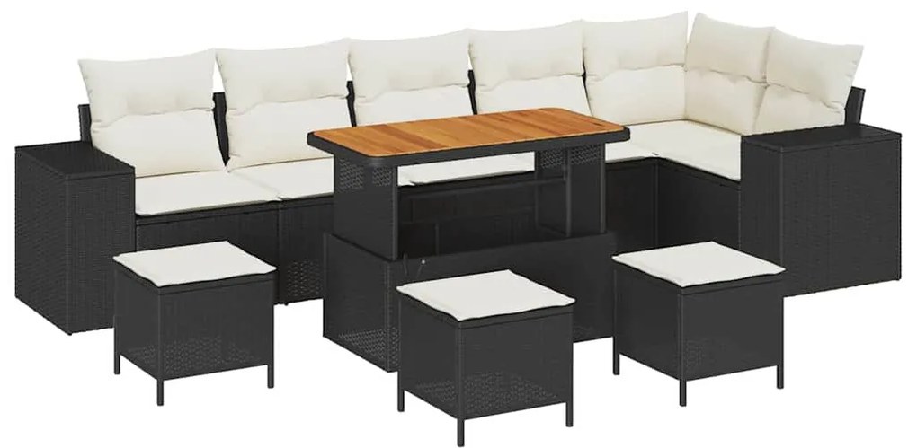 Conjunto de Sofá de Jardim vidaXL com Almofadas de 10 Peças Rattan Pol