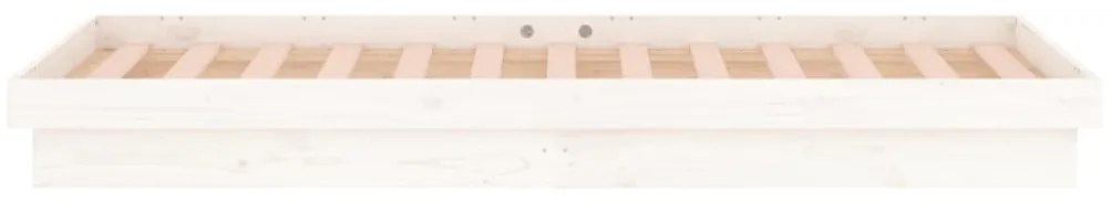Estrutura de cama c/ luzes LEDs 100x200cm madeira maciça branco