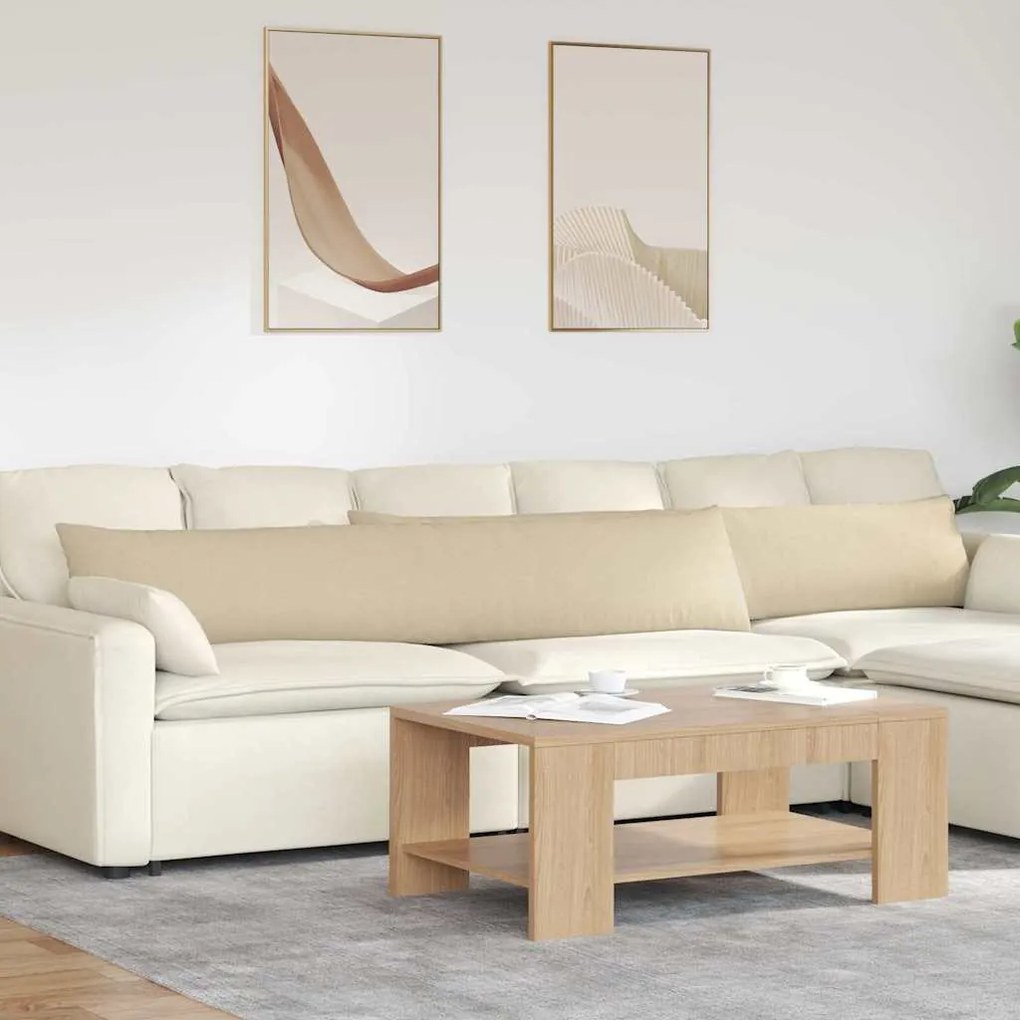 vidaXL Travesseiros de Sofá 2 pcs Creme 200 x 40 cm tecido