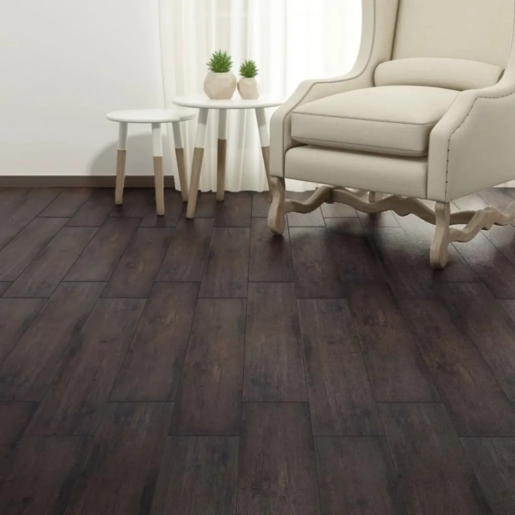 330184 vidaXL Tábuas de soalho PVC autoadesivo 5,21 m² 2 mm castanho-escuro