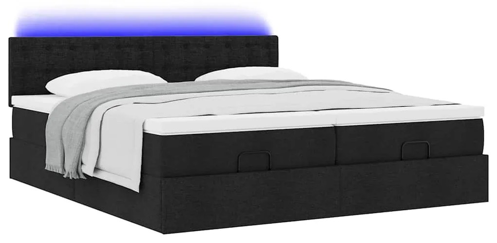 63 / 5,000vidaXL Estrutura de cama otomana com colchões tecido preto