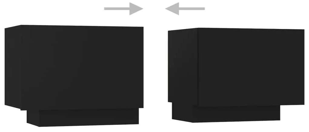 Móvel de TV com luzes LED 200x35x40 cm preto