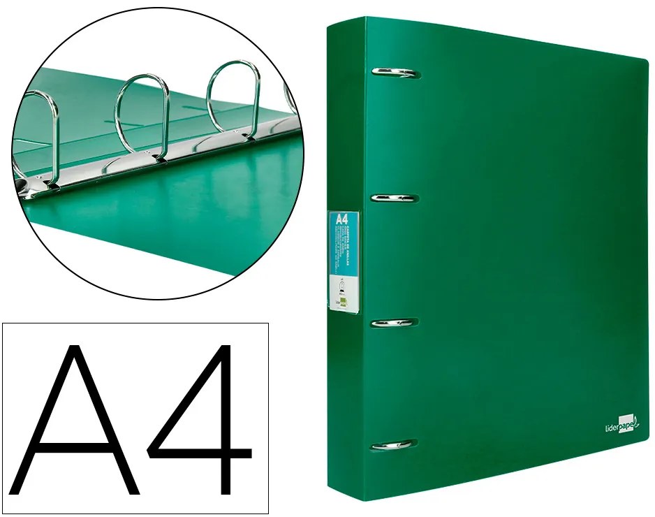 Pasta de 4 Aneis Mistos 40 mm Polipropileno Din A4 Verde Translúcido