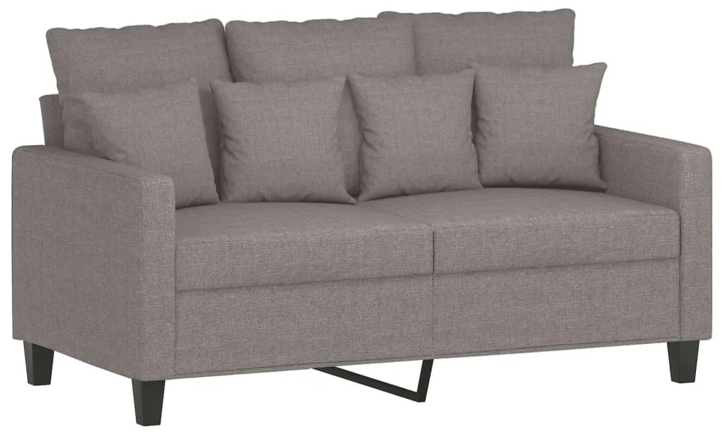 3 pcs conjunto de sofás com almofadões tecido cinza-acastanhado