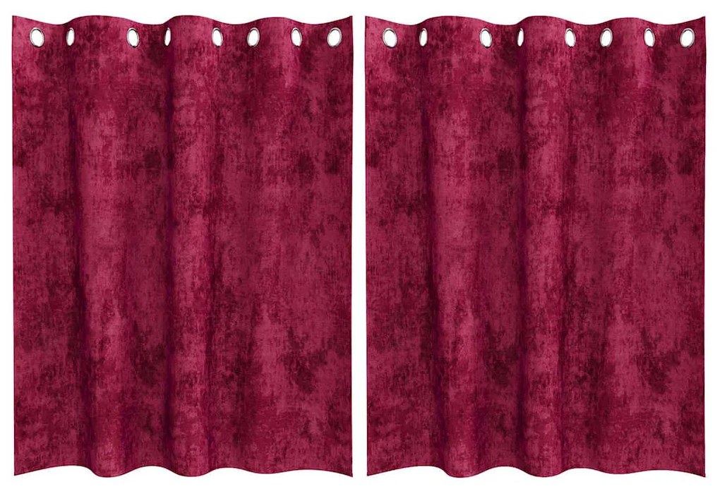 Cortinas de Veludo 2 pcs com Ilhós Vermelho Vinho 140x140 cm
