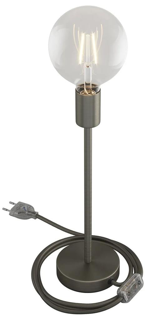 Alzaluce - metal table lamp with fabric cable, switch and 2 poles plug - 30 cm Titânio escovado