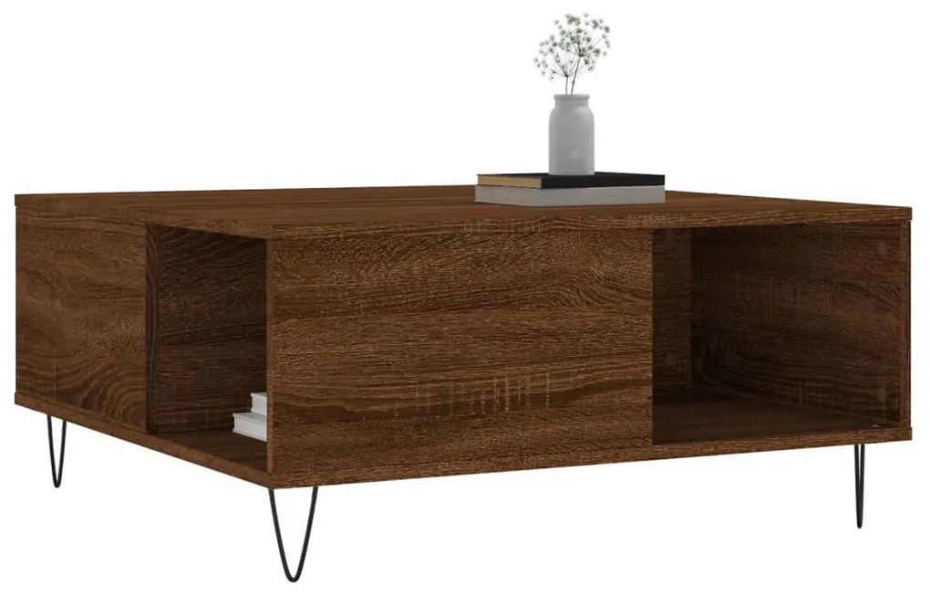 Mesa de centro 80x80x36,5cm derivados madeira carvalho castanho