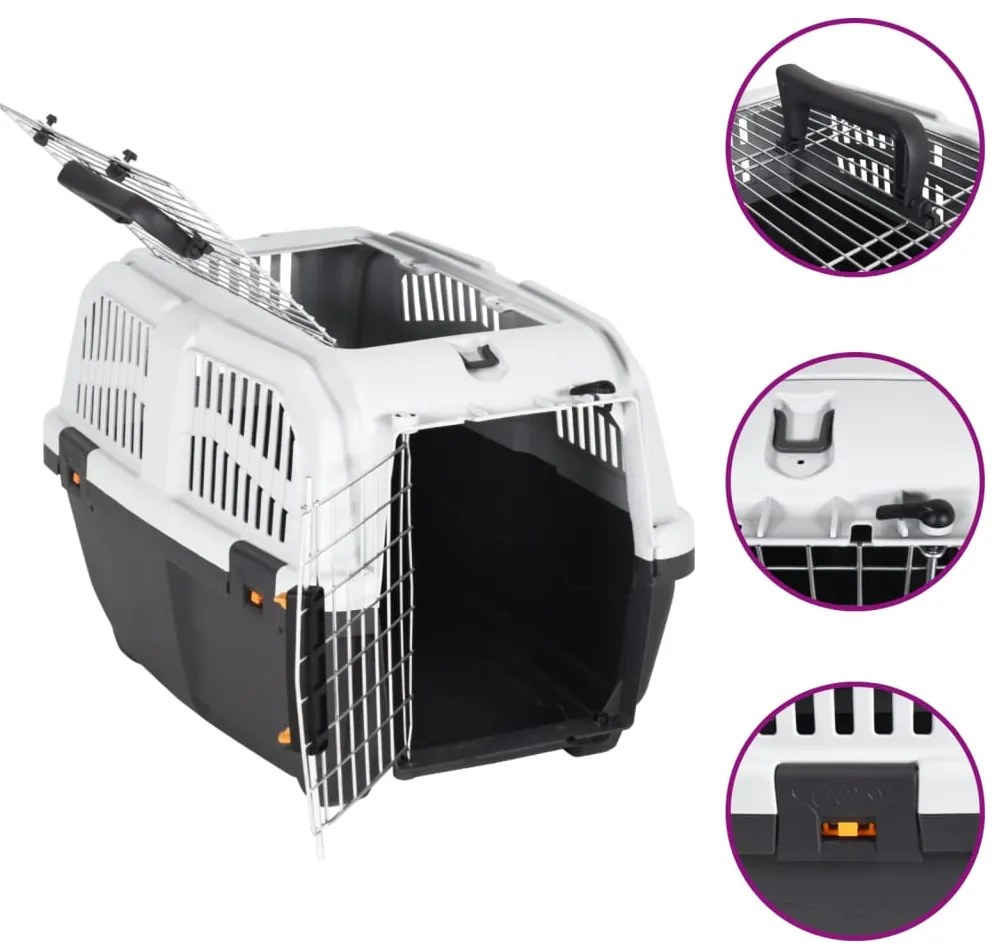172215 vidaXL Transportadora com porta de metal 55x36x35 cm polipropileno
