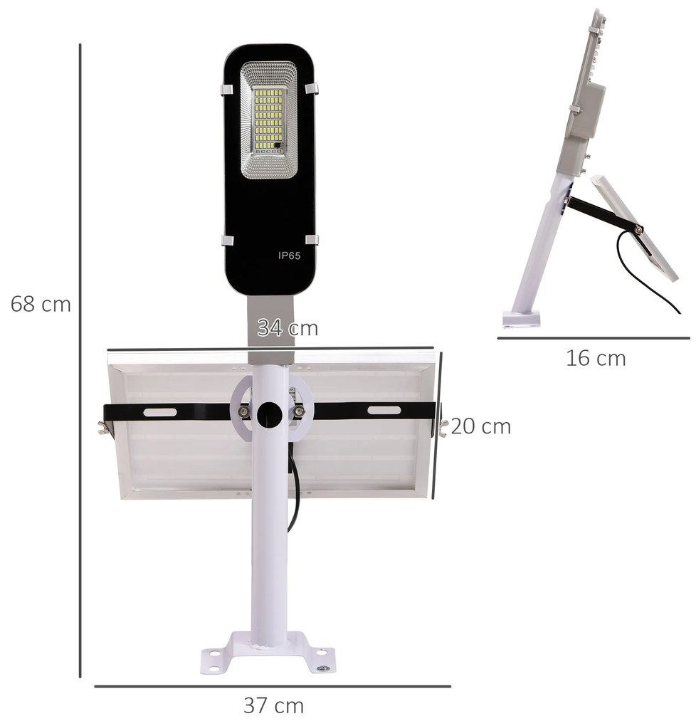 Candeeiro Solar de Exterior com 54 LED Candeeiro de Parede de Alumínio IP65 Impermeável com Controlo Remoto 68x37x16 cm Prata