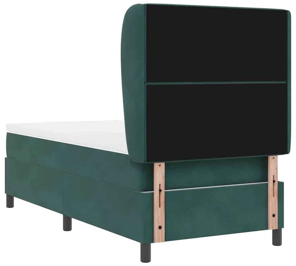 Cama Box com Colchão Verde Escuro 90x190 cm em Veludo