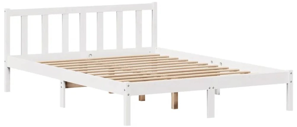 Cama sem colchão 140x200 cm madeira de pinho maciça branco