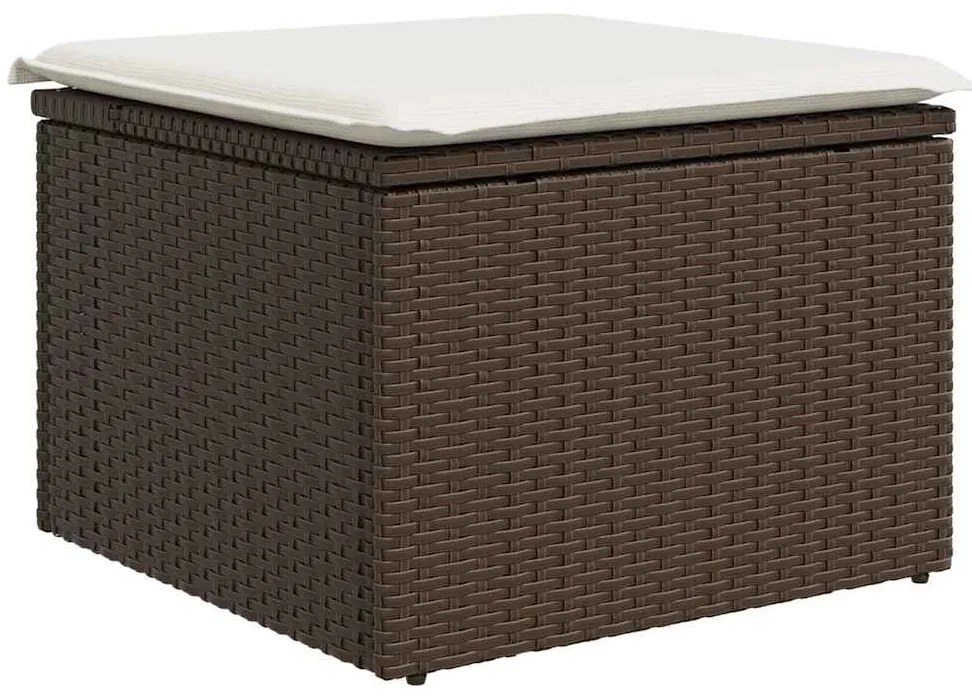 8 pcs conjunto sofás de jardim c/ almofadões vime PE castanho