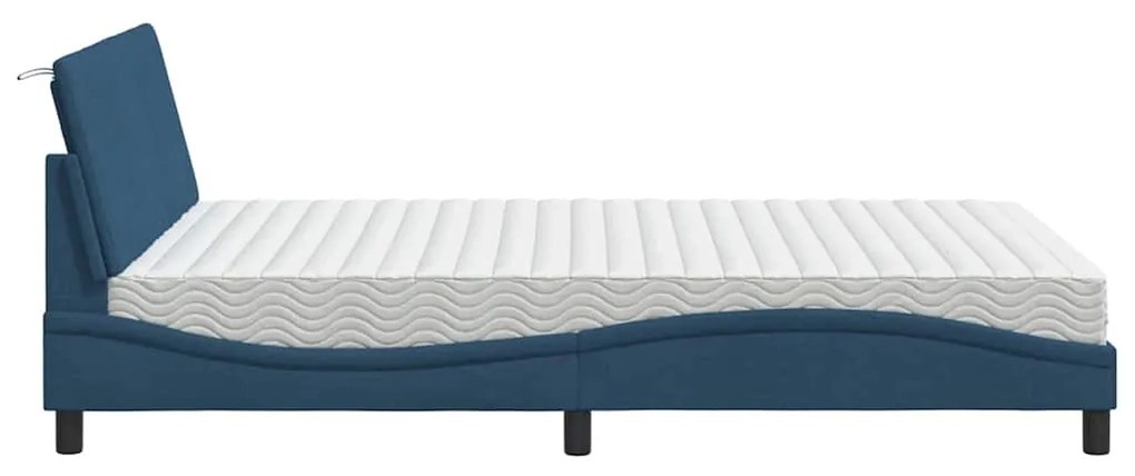 Cama com colchão 140x190 cm tecido azul