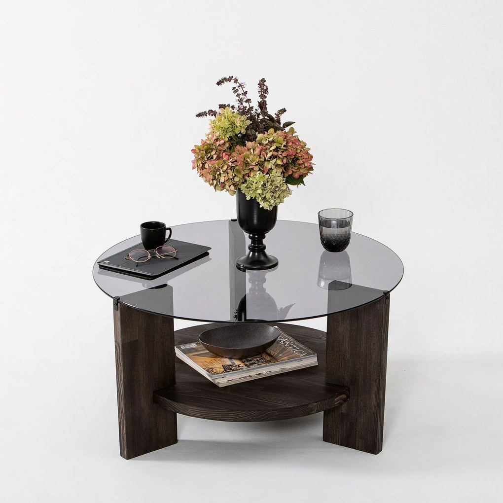 Mesa de Centro Mahal – Antracite/Dark Brown – 75x40x75 cm