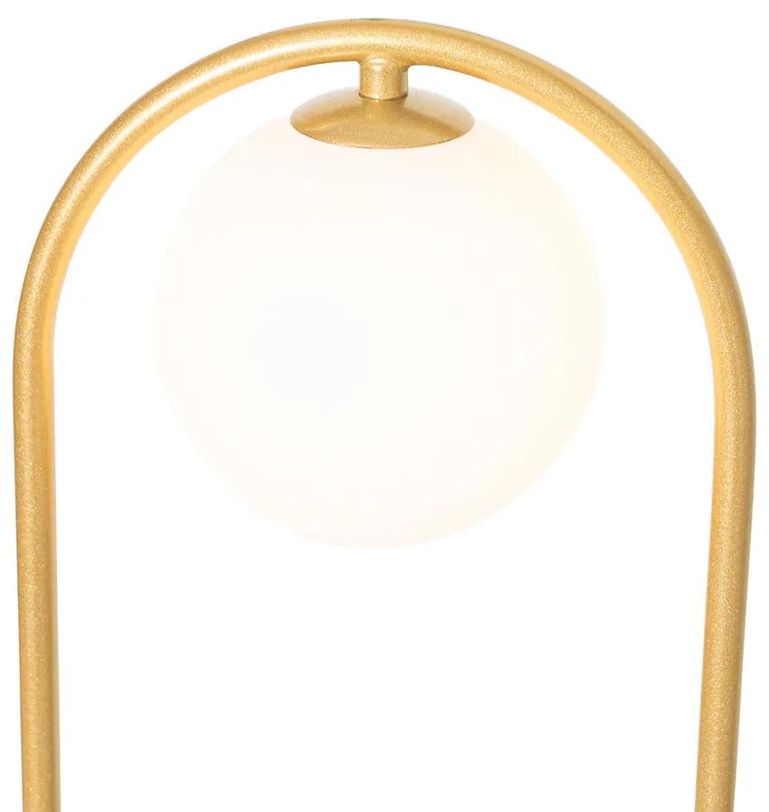 Candeeiro de pé Art Déco dourado com vidro branco - Isabella Art Deco,Design