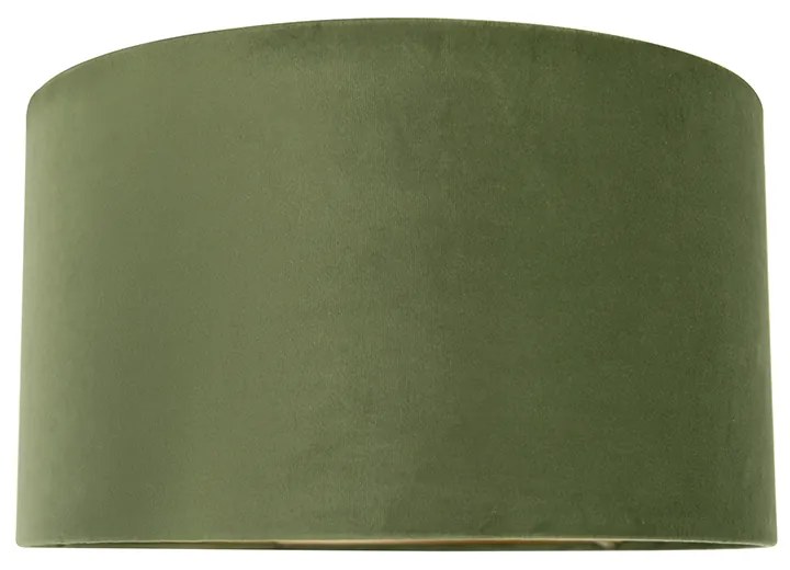 Abajur de veludo verde 35/35/20 com interior dourado