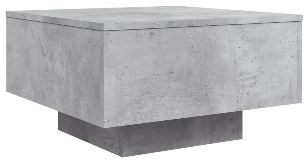 Mesa de centro com luzes LED 55x55x31 cm cinzento cimento
