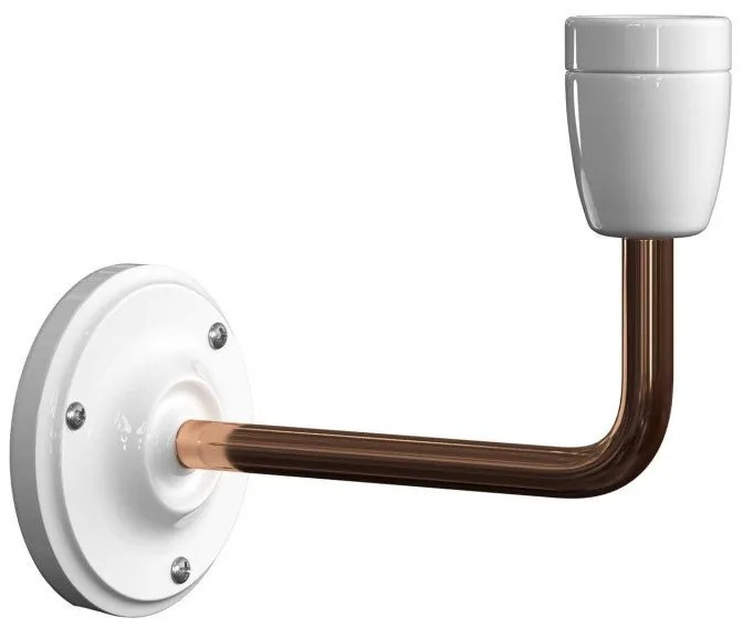 Fermaluce Classic metal and porcelain wall light with bent extension - White - Cooper