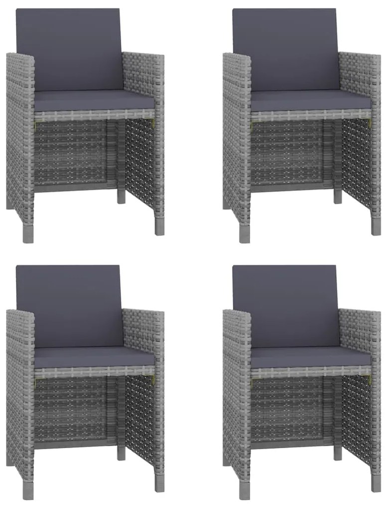 Conjunto de jantar para jardim 13 pcs vime PE cinzento