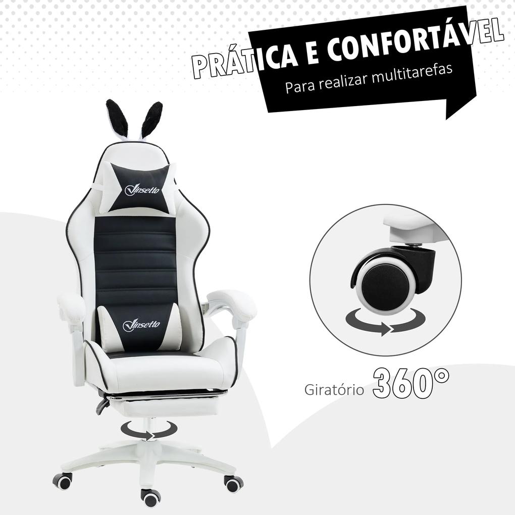 Vinsetto Cadeira Gaming Profissional Cadeira Gamer Giratória de Couro
