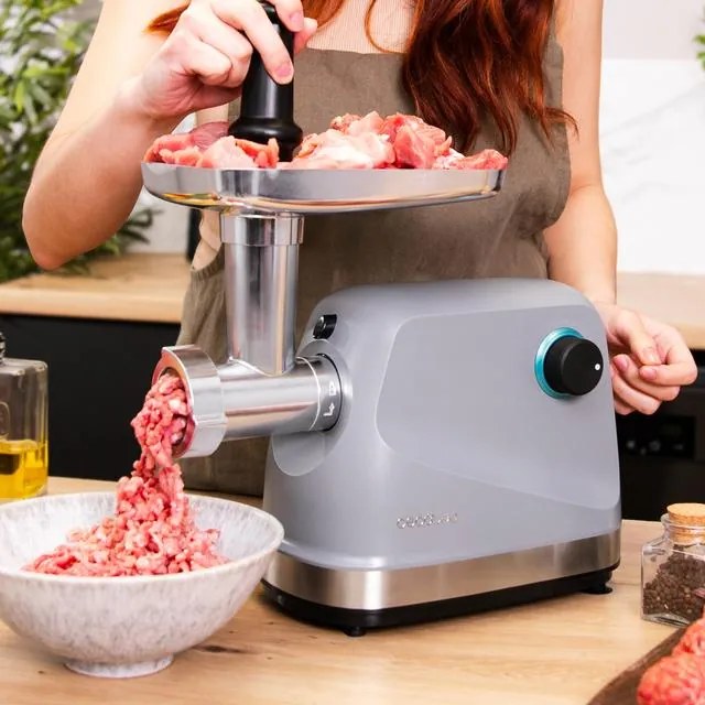 Picadora de carne eléctrica Crusher 1400 Steel de 1360 W, com 1 lâmina e 3 placas de corte