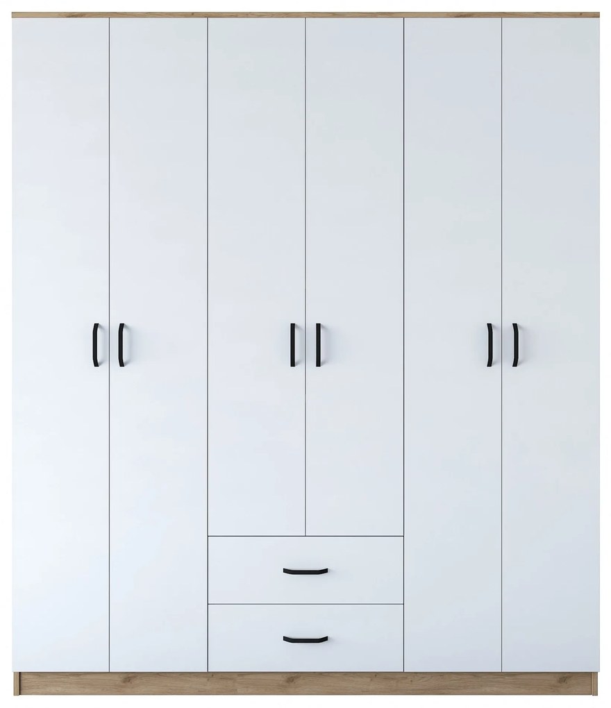 Roupeiro BA113 – Nogueira e Branco – 180 cm x 210 cm x 51,5 cm