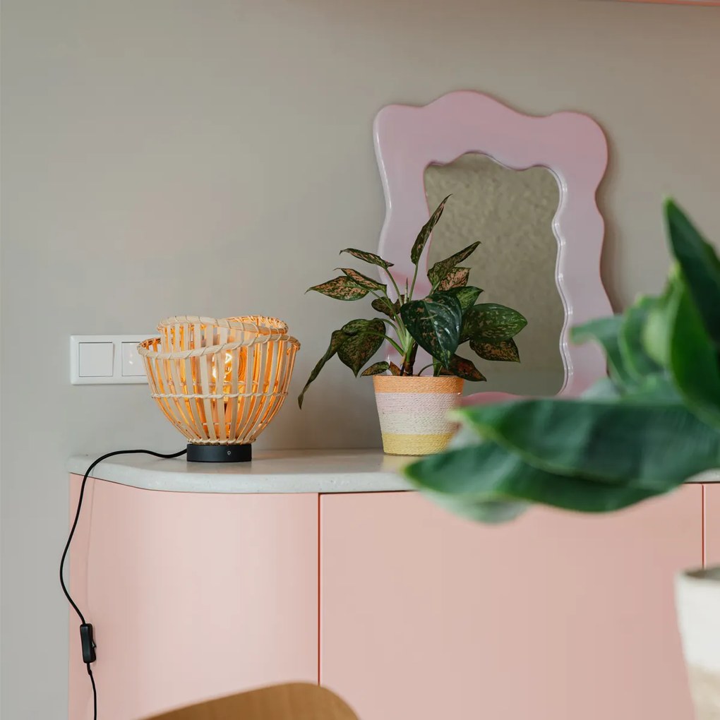 Candeeiro de mesa oriental preto com bambu natural - Pua