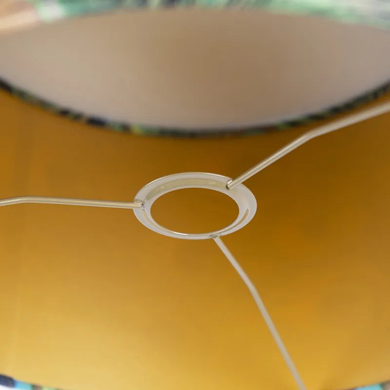Abajur de veludo com design de pavão 35/35/20 com interior dourado