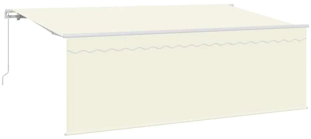 Toldo com Cortina Manual Creme 350 x 200 x 120 cm Tecido, Metal