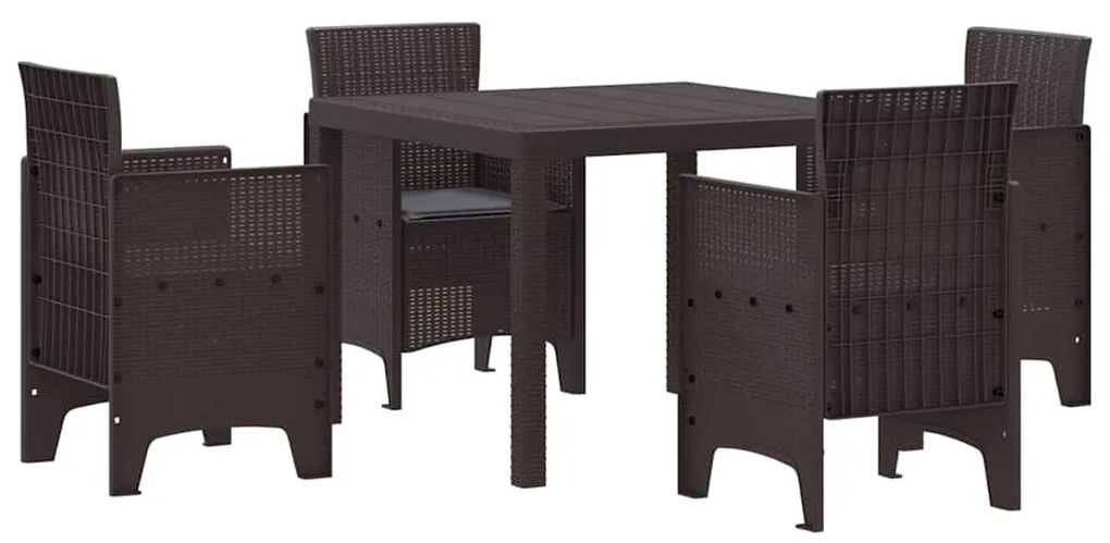 Conjunto de Jantar Jardim 5 pcs Castanho Polipropileno