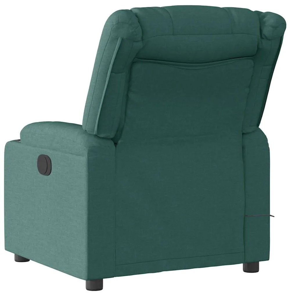 Poltrona reclinável de massagens elétrica tecido verde-escuro
