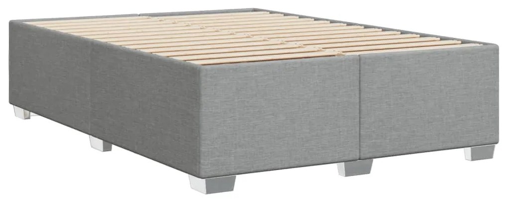 Estrutura de cama sem colchão 140x190 cm tecido cinzento-claro