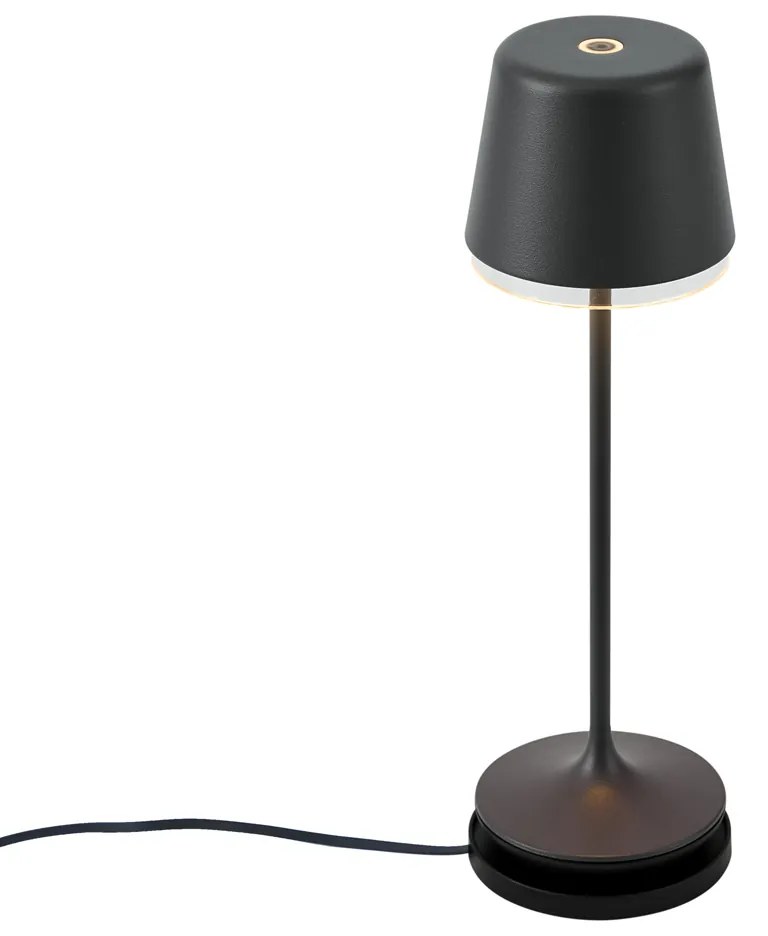 Candeeiro de mesa preto Incl. LED IP65 Recarregável com estação de carregamento - Treble Moderno