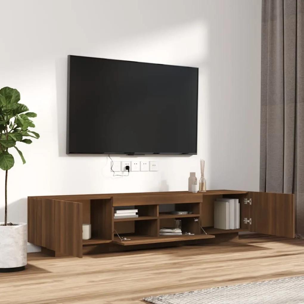 Móvel de TV Giancarlo com Luzes LED de 180cm - Nogueira - Design Moder