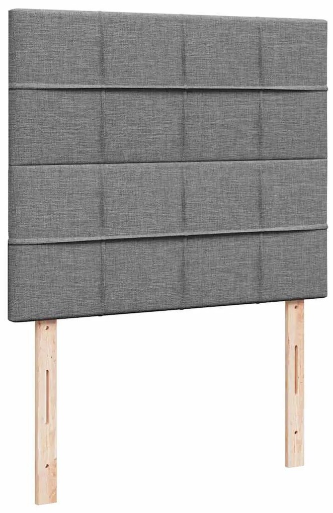 Cama box spring c/ colchão e LED 120x190 cm tecido cinza-escuro
