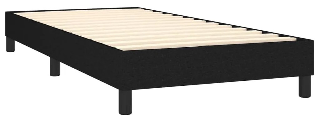 Cama box spring c/ colchão e LED 80x200 cm tecido preto