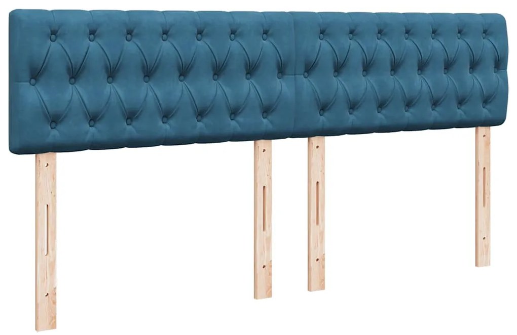 Cama com molas/colchão 200x200 cm veludo azul