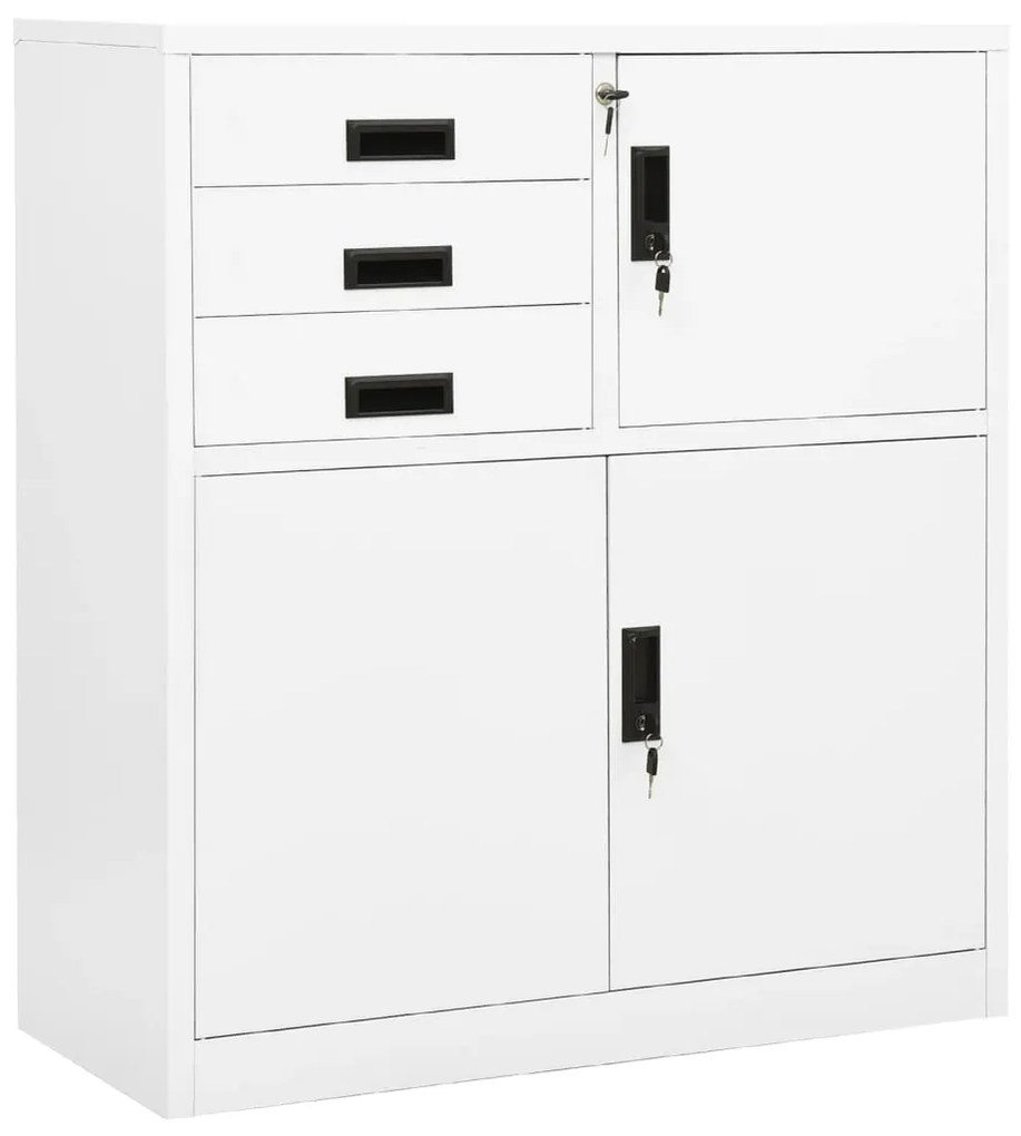 vidaXL Armário de escritório 90x40x102 cm aço branco